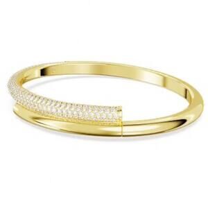 Swarovski Dextera Bangle Bracelet Gold Pave MEDIUM Hinge Clamper Quiet Luxury